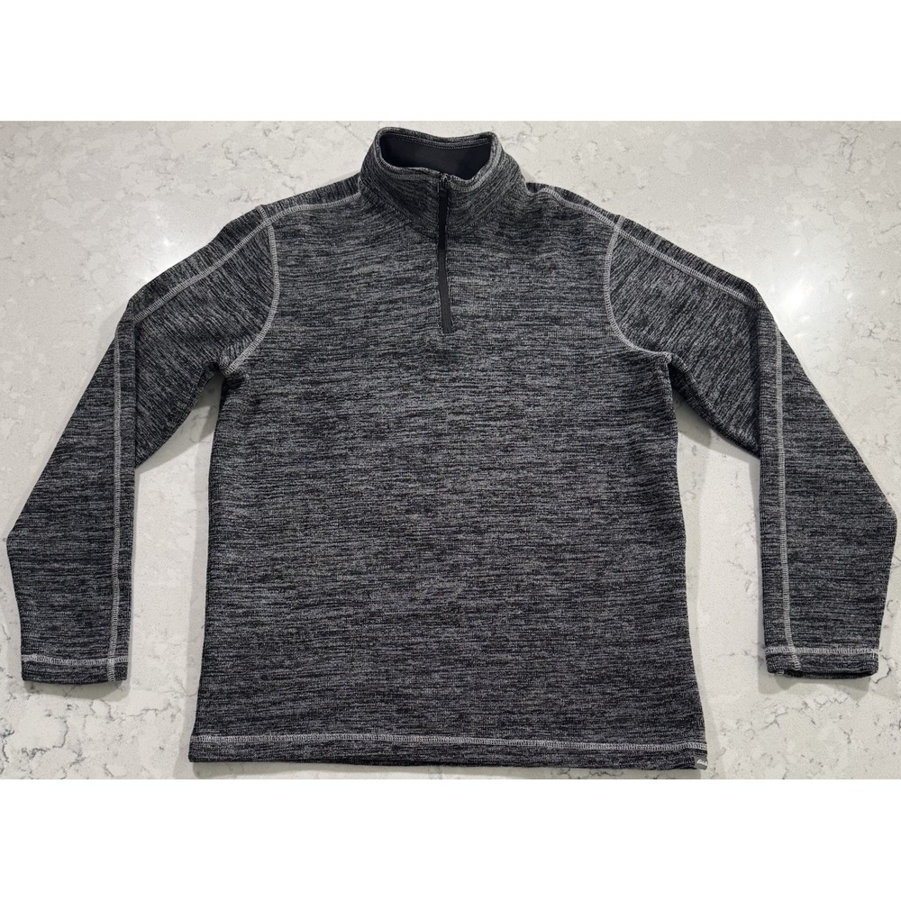 Eddie Bauer 1/4 Zip Pullover Sweater Mens Medium Gray Marbled Knit Gorpcore